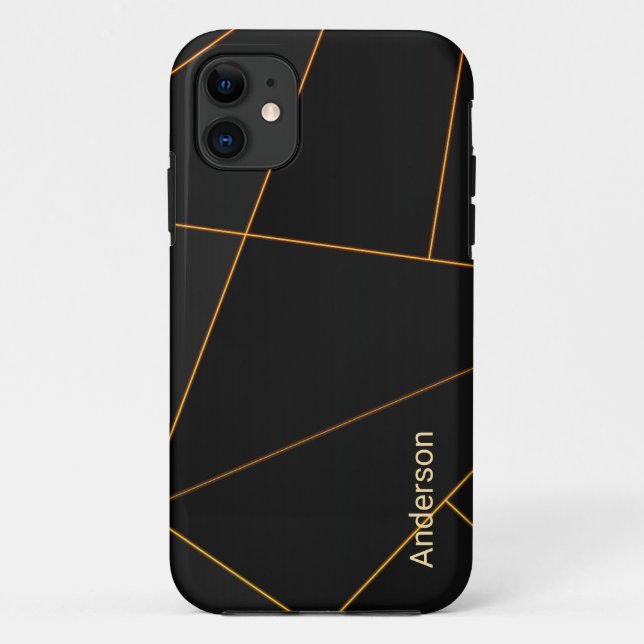 Modernes Eligant Retro Line Monogramm Case-Mate iPhone Hülle (Rückseite)