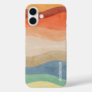 Modernes Eligant Retro Line Monogramm iPhone 16 Plus Hülle