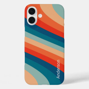 Modernes Eligant Retro Line Monogramm iPhone 16 Plus Hülle