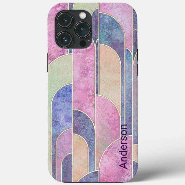 Modernes Eligant Retro Line Monogramm Case-Mate iPhone Hülle (Rückseite)