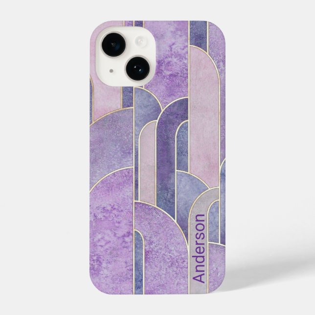 Modernes Eligant Retro Line Monogramm iPhone Hülle (Rückseite)