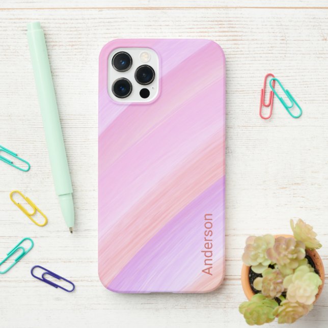 Modernes Eligant Retro Line Monogramm iPhone Hülle (Auf dem Schreibtisch)