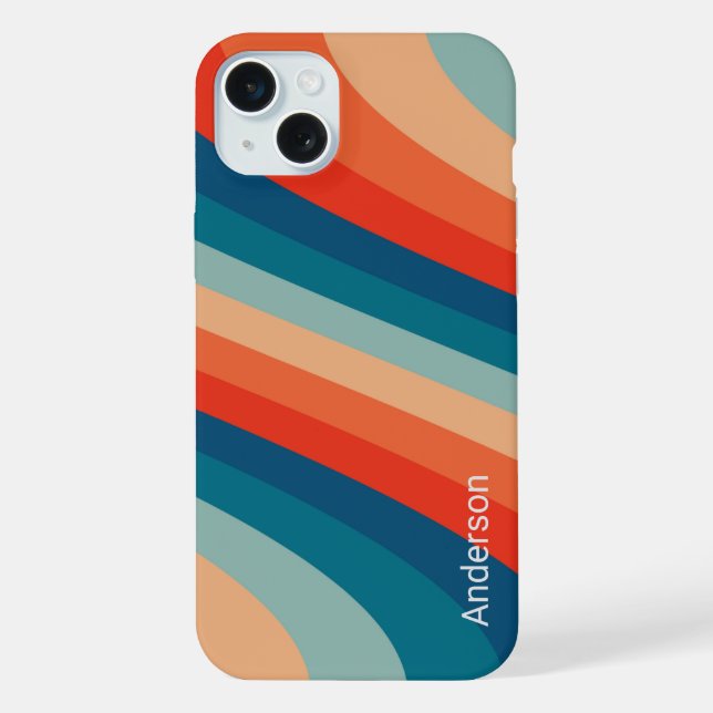 Modernes Eligant Retro Line Monogramm iPhone Hülle (Rückseite)