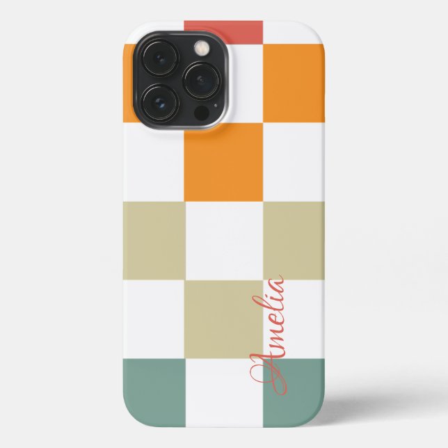 Modernes Eligant Retro Line Monogramm iPhone Hülle (Rückseite)