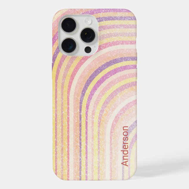 Modernes Eligant Retro Line Monogramm iPhone Hülle (Rückseite)