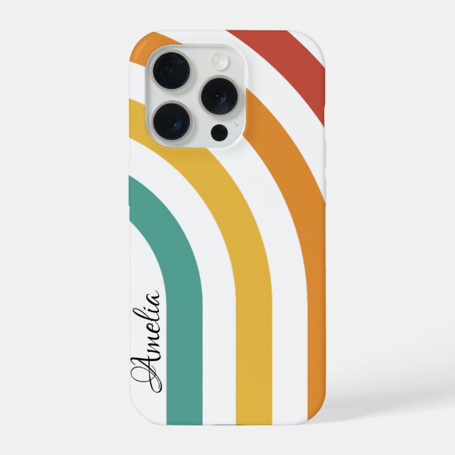 Modernes Eligant Retro Line Monogramm iPhone Hülle (Rückseite)