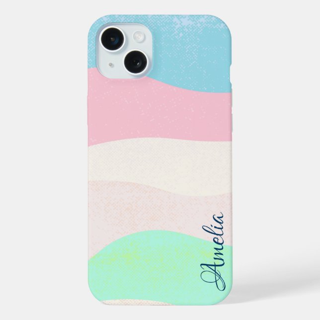 Modernes Eligant Retro Line Monogramm iPhone Hülle (Rückseite)