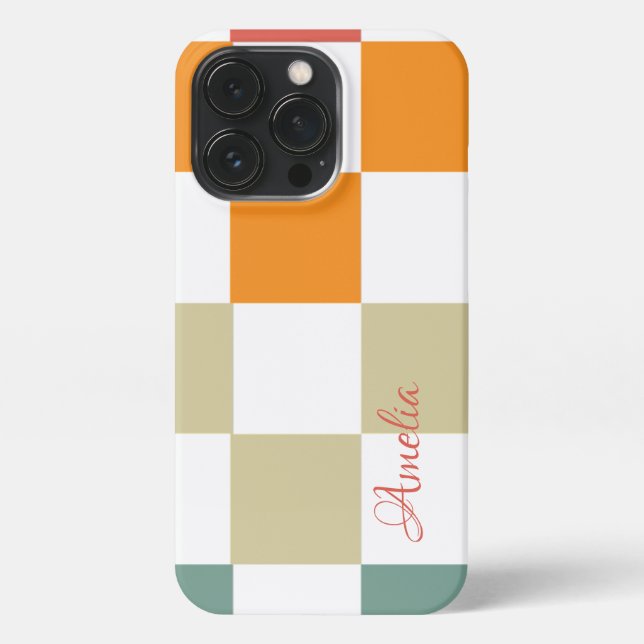 Modernes Eligant Retro Line Monogramm iPhone Hülle (Rückseite)