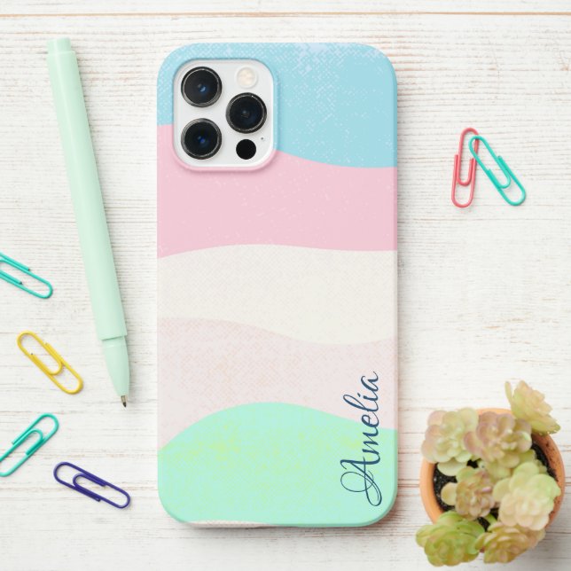 Modernes Eligant Retro Line Monogramm iPhone Hülle (Auf dem Schreibtisch)