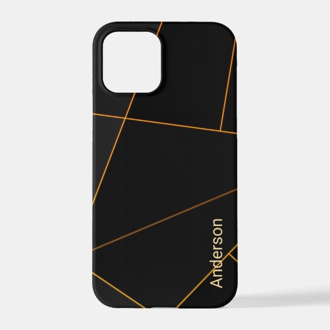 Modernes Eligant Retro Line Monogramm iPhone Hülle (Rückseite)