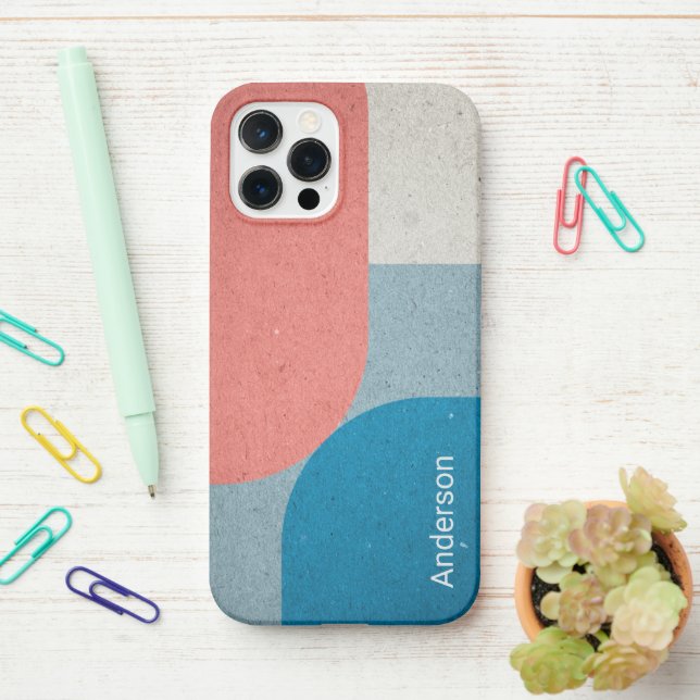 Modernes Eligant Retro Line Monogramm iPhone Hülle (Auf dem Schreibtisch)
