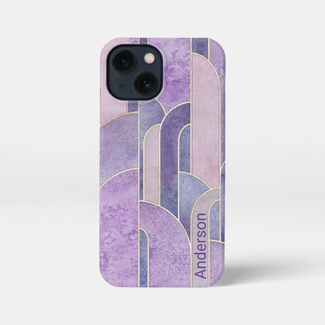 Modernes Eligant Retro Line Monogramm iPhone Hülle (Rückseite)