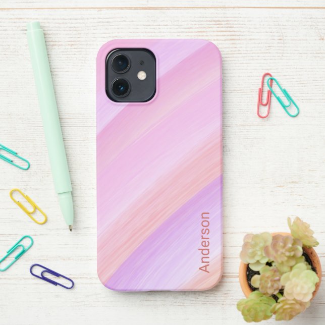 Modernes Eligant Retro Line Monogramm iPhone Hülle (Auf dem Schreibtisch)