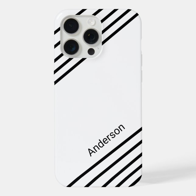 Modernes Eligant Retro Line Monogramm iPhone Hülle (Rückseite)