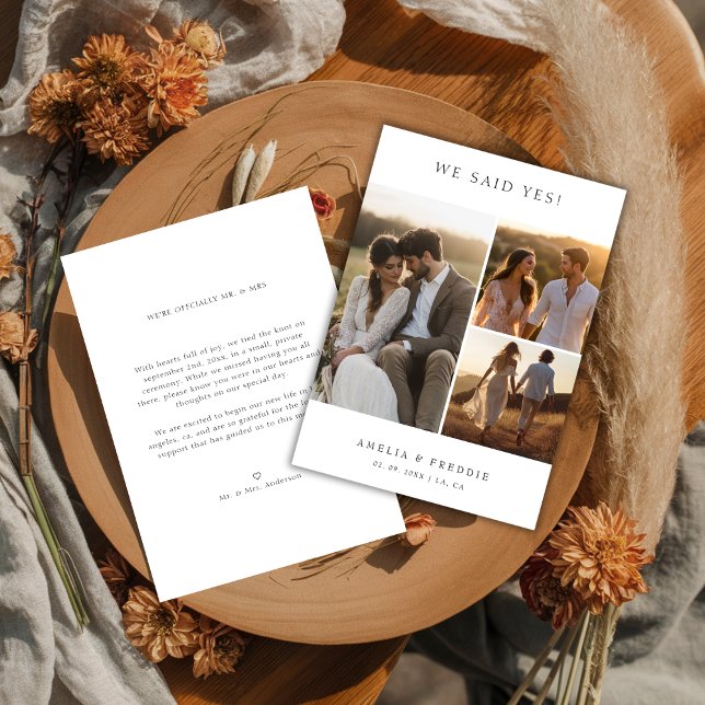 Modernes Elopement, wir sagten ja rustikales Hochz Ankündigung (Von Creator hochgeladen)