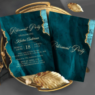 Modernes Emerald Gold Retirement Party Einladung