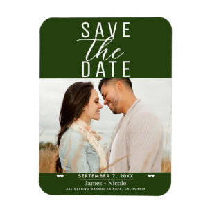 Modernes Emerald Green Save the Date Wedding Foto Magnet