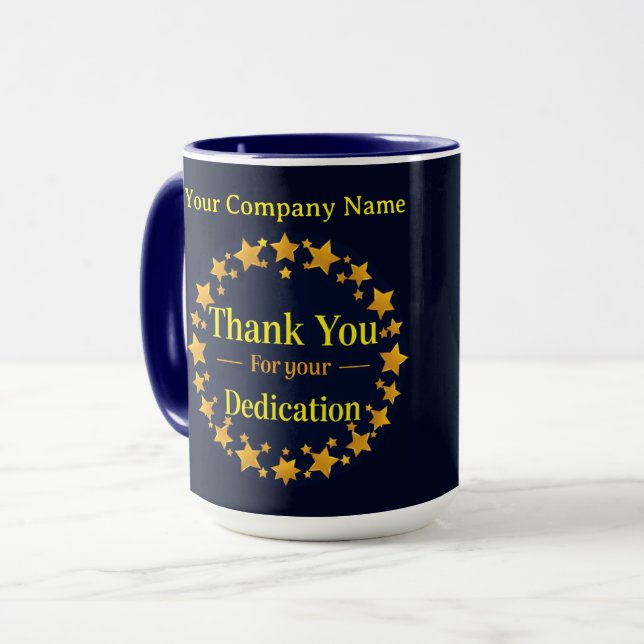 Modernes Erbe Danke für Ihre Hingabe Tasse (Vorderseite Links)