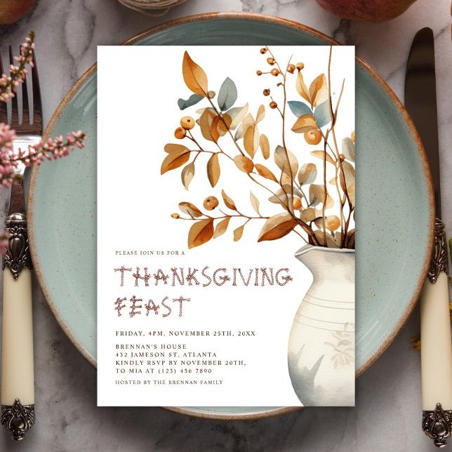 Modernes Erntedank Einladung (Modern Thanksgiving Dinner Fall Friendsgiving Invitation)