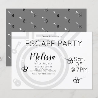 Modernes Escape Room Geburtstagsparty Grau Einladu Einladung