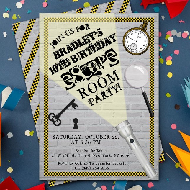 Modernes Escape Room Party jeden Geburtstag Einladung (Von Creator hochgeladen)