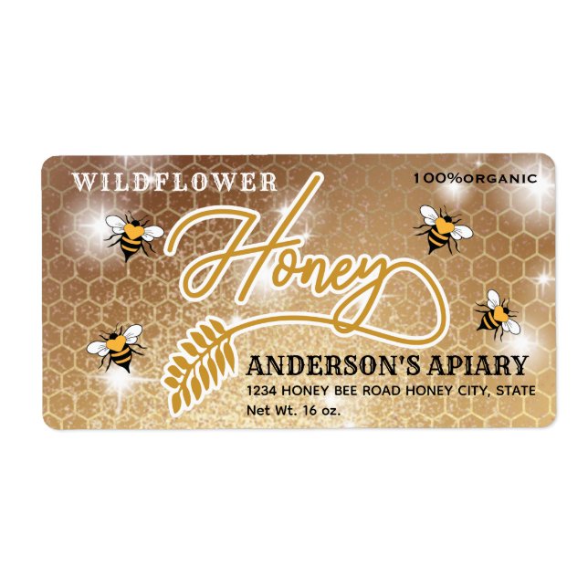 Modernes Etikett für Honigzweig (Vorne)