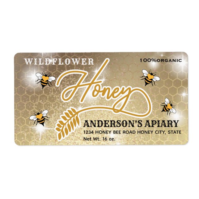 Modernes Etikett für Honigzweig (Vorne)