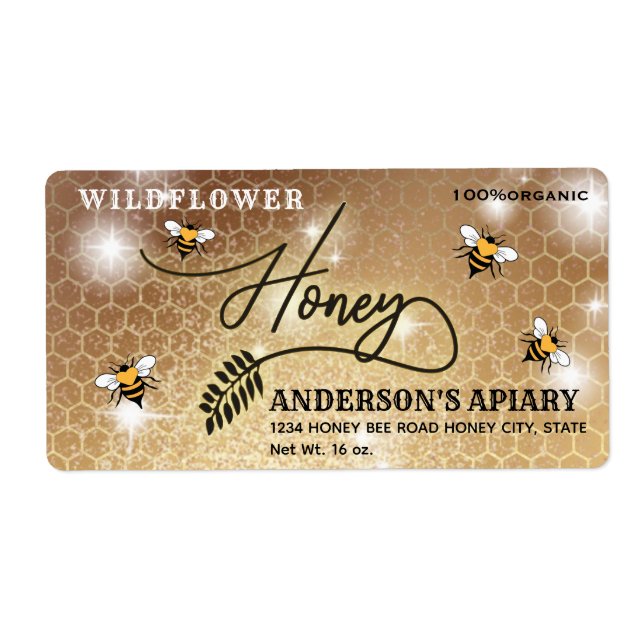 Modernes Etikett für Honigzweig (Vorne)