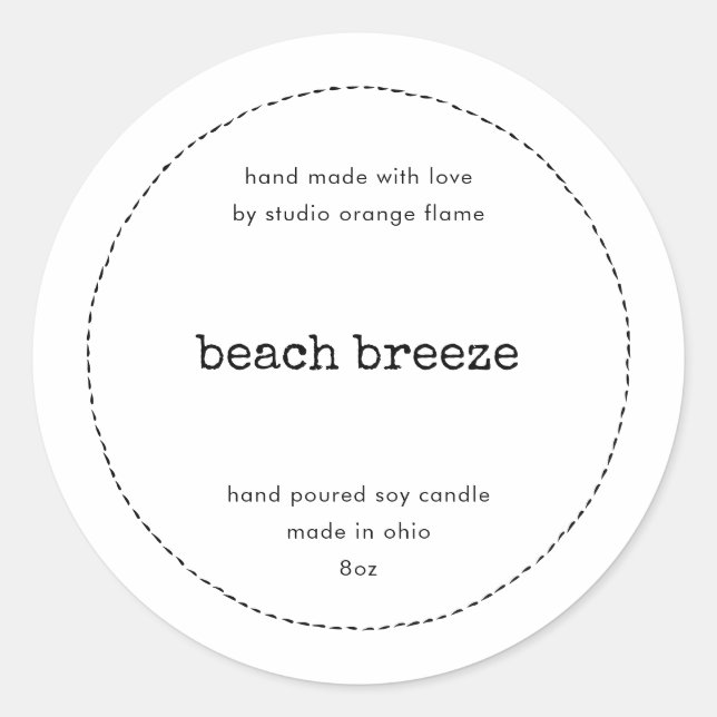 Modernes Etikett für schwarze Grenzkerzen Kosmetik Runder Aufkleber (Vorderseite)