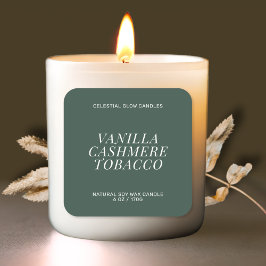 Modernes Etikett mit Kerzenhalter und minimalem Au Quadratischer Aufkleber