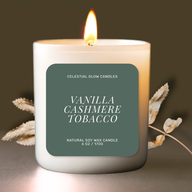 Modernes Etikett mit Kerzenhalter und minimalem Au Quadratischer Aufkleber (Von Creator hochgeladen)