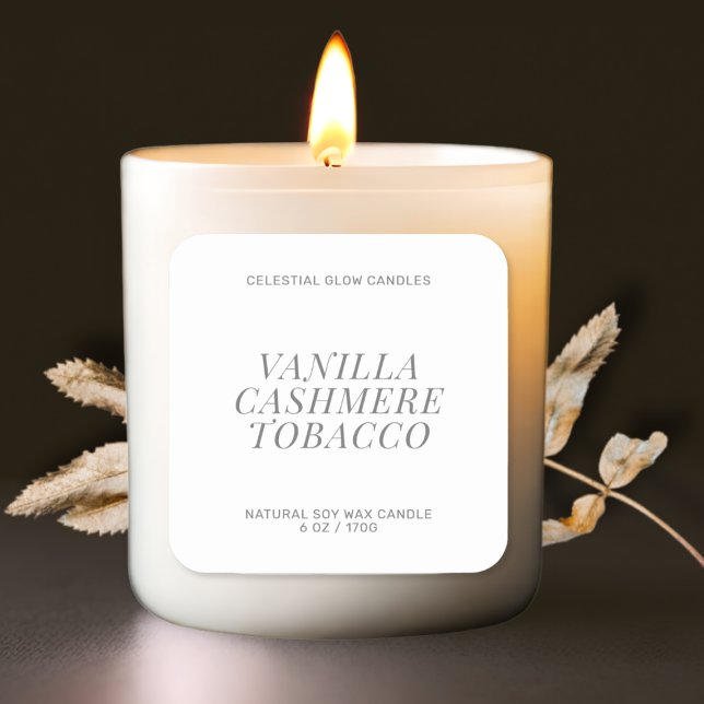 Modernes Etikett mit Kerzenhalter und minimalem Au Quadratischer Aufkleber (Von Creator hochgeladen)