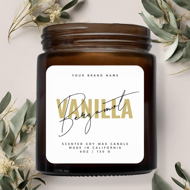 Modernes Etikett mit weißer Schriftzeichen für die Quadratischer Aufkleber (Von Creator hochgeladen)