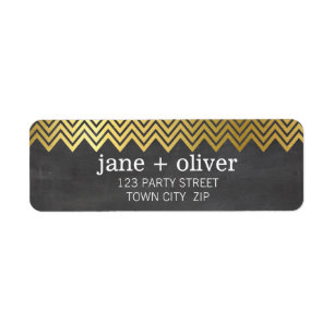 MODERNES ETIKETT, Zickzack Muster, Goldfolienkalkp