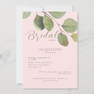 Modernes Eukalyptus Blush Gold Text Brautparty Einladung