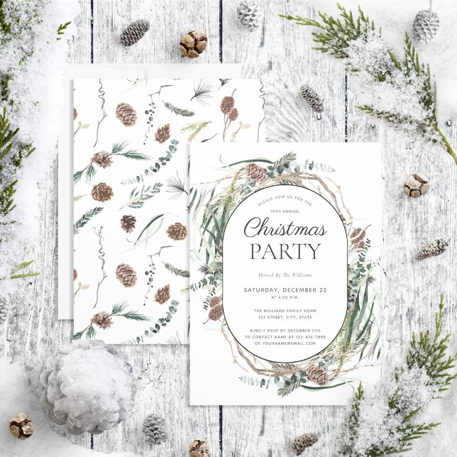 Modernes Eukalyptus Dusty Winter Weihnachtsfest Pa Einladung (Von Creator hochgeladen)