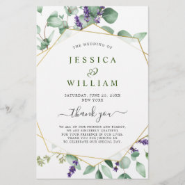 Modernes Eukalyptus Floral Wedding Zeremonie Progr