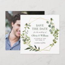 Modernes Eukalyptus-FOTO-Hochzeit spart das Datum