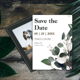 Modernes Eukalyptus-Foto Save The Date