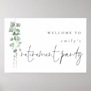 Modernes Eukalyptus Name Welcome Retirement Party Poster