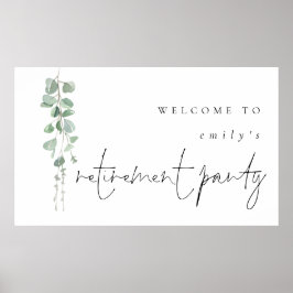 Modernes Eukalyptus Name Welcome Retirement Party Poster