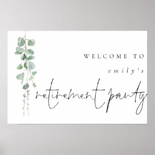 Modernes Eukalyptus Name Welcome Retirement Party Poster