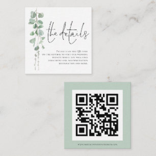 Modernes Eukalyptus Script QR Code Hochzeitdetails Begleitkarte