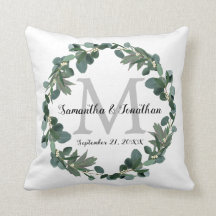 Modernes Eukalyptus-Wreath-Monogramm-Hochzeitssäck