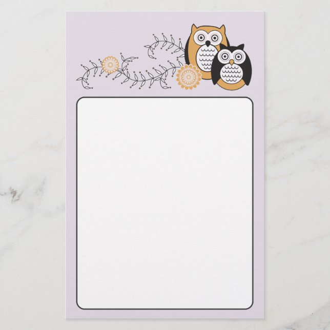 Modernes Eulen-Briefpapier Briefpapier (Vorderseite)