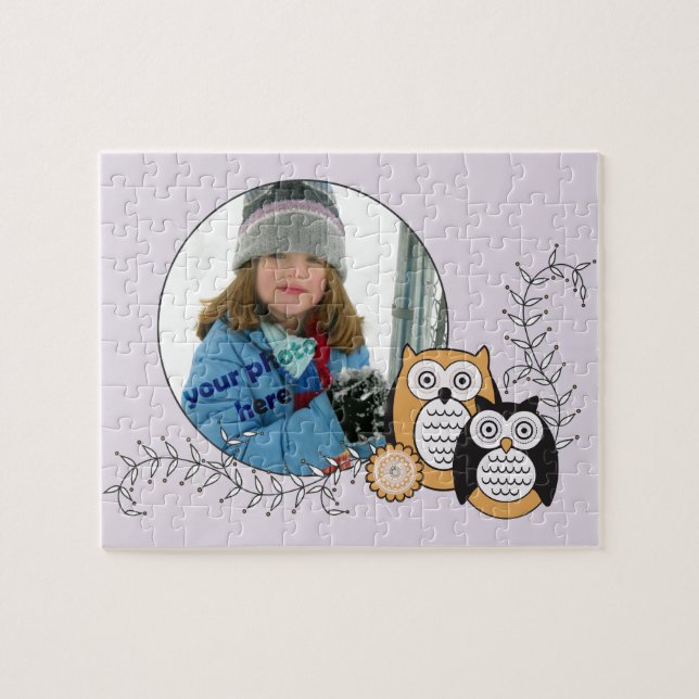 Modernes Eulen-Foto-Puzzlespiel Puzzle (Horizontal)