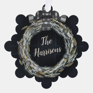 Modernes Evergreen KREath Family Foto Ornament Karte