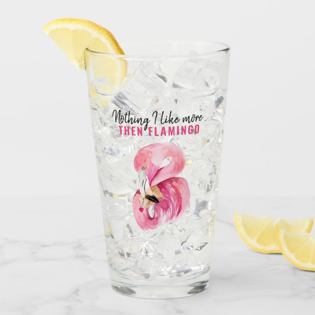 Modernes Exotic Pink Watercolor Flamingo Geschenk Glas (Vorderseite Ice)