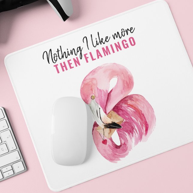 Modernes Exotic Pink Watercolor Flamingo Geschenk Mousepad (Von Creator hochgeladen)