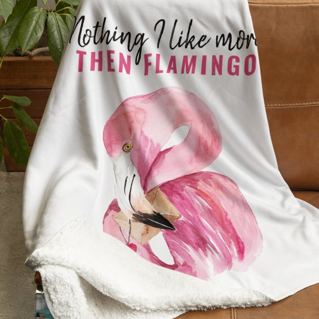Modernes Exotic Pink Watercolor Flamingo Geschenk Sherpadecke (Von Creator hochgeladen)
